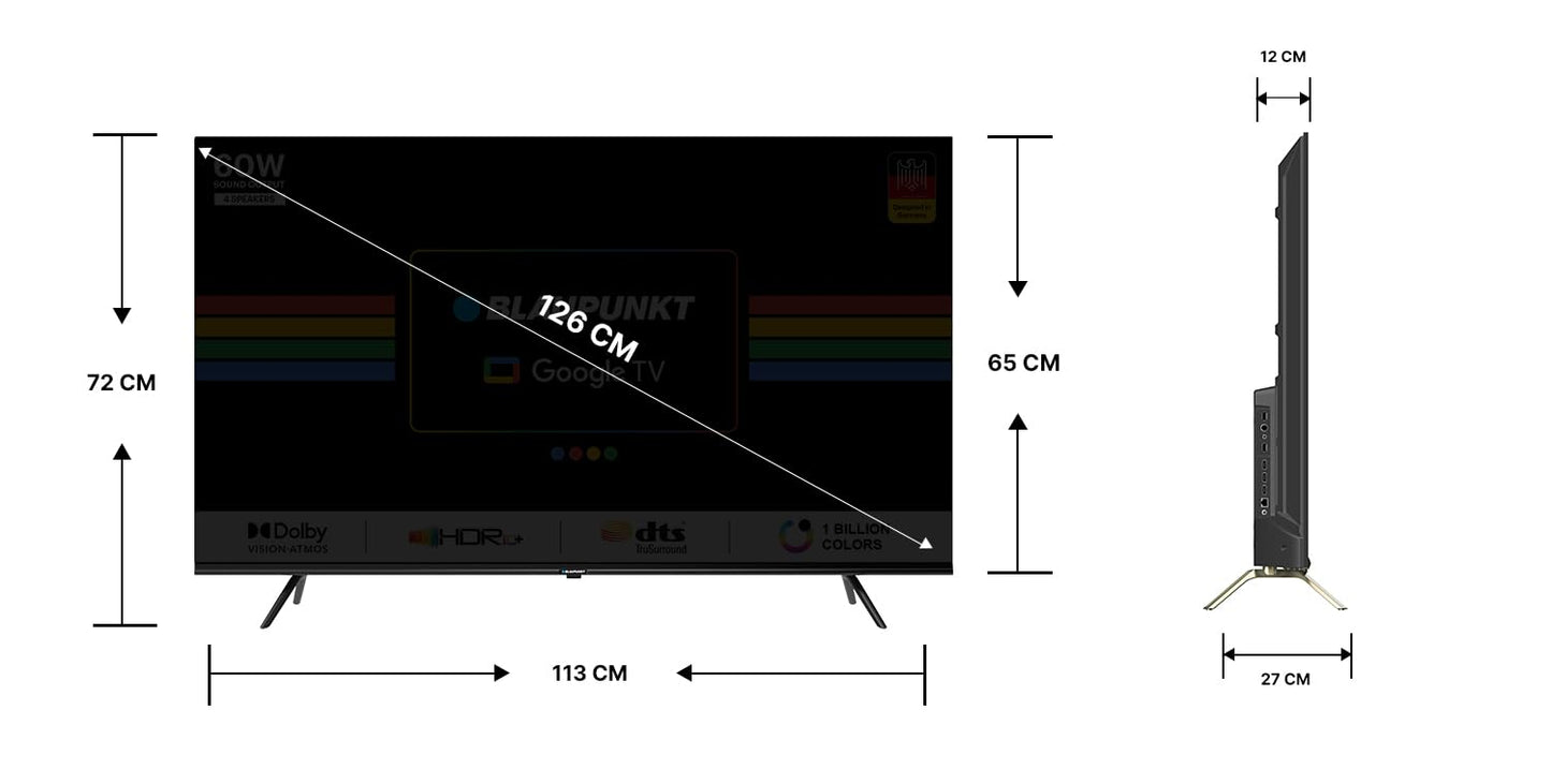 Blaupunkt 126 cm 50 inches Cyber Sound G2 series 4k Ultra HD LED Google TV 50CSGT7022 Black