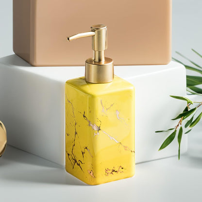 The Better Home 320ml Yellow Ceramic Dispenser for Kitchen, Wash-Basin, Bathroom - Ideal for Shampoo, Hand Wash, Sanitizer, Lotion.