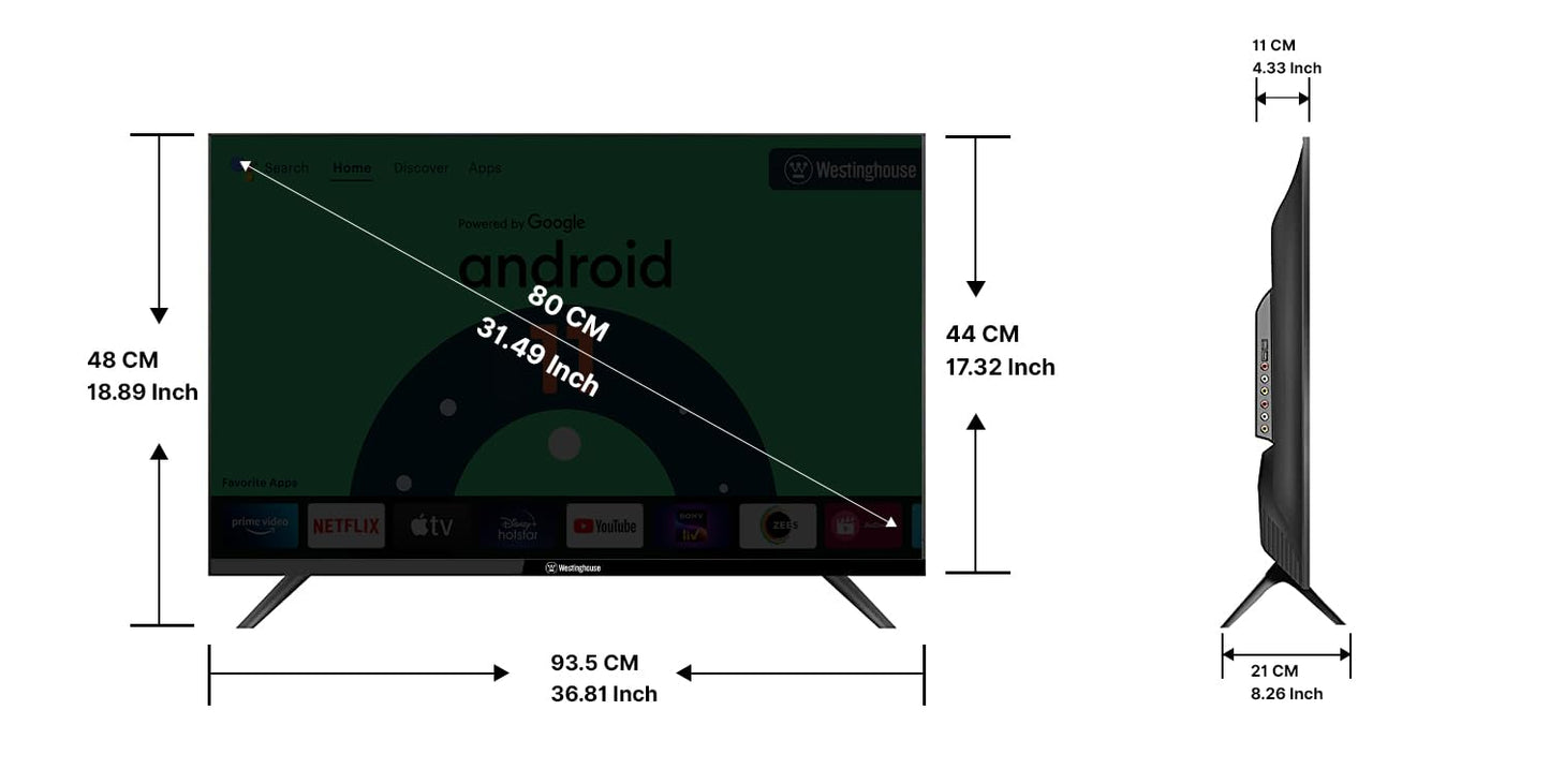 Westinghouse 80 cm 32 inches W2 Series HD Ready Certified Android LED TV WH32HX41 Black