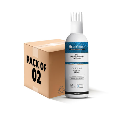 Haironic 2 Salicylic Acid Exfoliating Scalp Oil  Flake Control Hair Serum Best for Oily Itchy  Flaky Scalp  Suitable for All Hair Types - 100ml Pack of 2