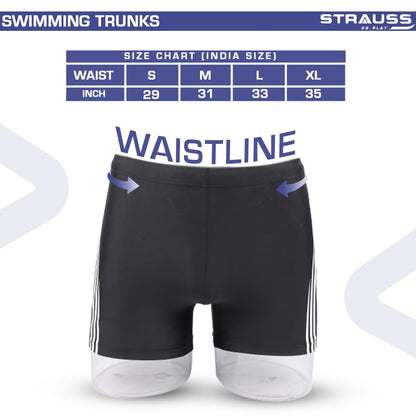 STRAUSS Men's Swimming Shorts, Size XL, White Lines. Ideal for Gym, Running, Cycling, Swimming, Basketball, Cricket, Yoga, Football, Tennis, Badminton.