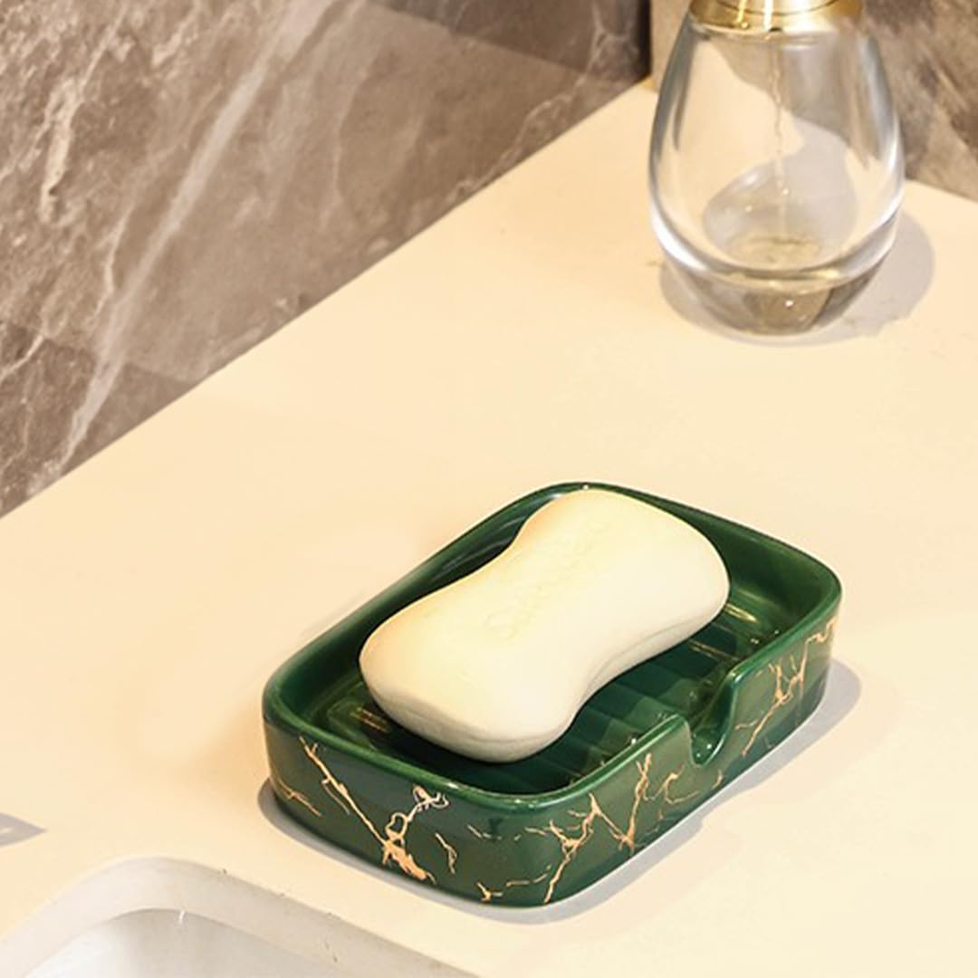 The Better Home Ceramic Soap CaseSoap Dish Tray  Bath Accessories for Bath Tub or Wash Basin Green