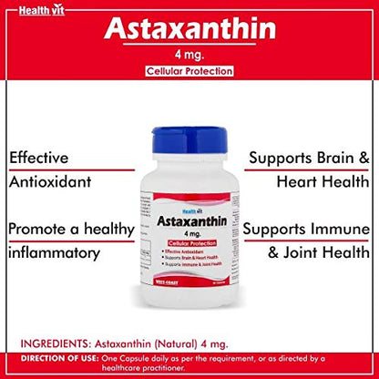 Healthvit Astaxanthin 4 mg 60 Capsules For Cellular Protection