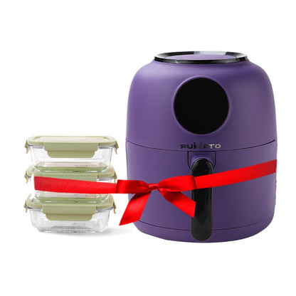 The Better Home Fumatos Kitchen Combo: Air Fryer & 3 Air Tight 680ml Food Containers, Food Grade Material, Purple Green.