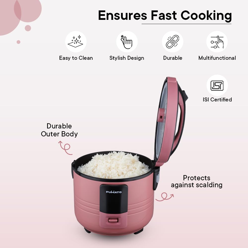 The Better Home FUMATO 1.8L Electric Kettle, 3-in-1 Cooker, Steamer. Wedding/Housewarming Gift, 1 Year Warranty, Cherry Pink.