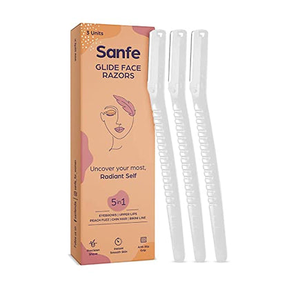 Sanfe Glide Reusable Face  Eyebrow Razor For Women  For Painless Hair Removal - Pack of 3  Razor for Face Eyebrows Upper lipsChin Side Locks Forehead  For soft hair  for facial hair removal