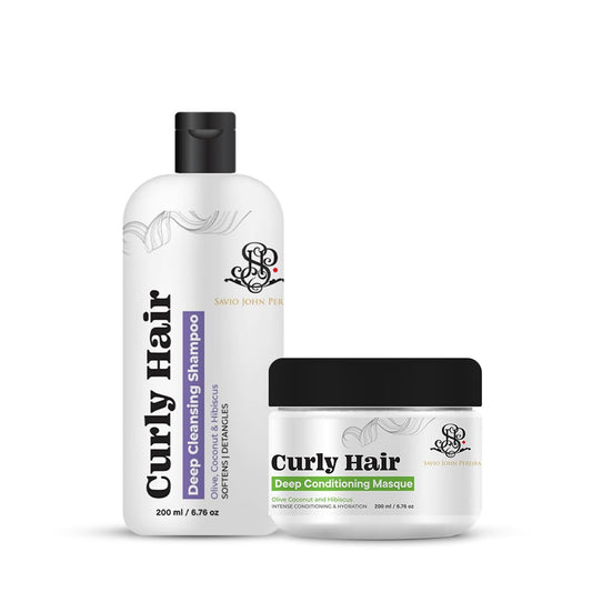 Curly Hair Shampoo & Mask Combo by Savio John Pereira, Shea Butter & Coconut, Pack of 2.