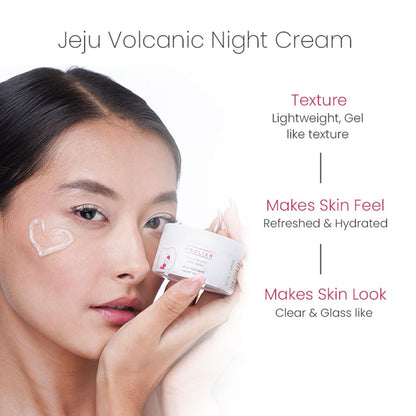 Prolixrs Jeju Volcanic Night Cream, White Tea Oil, Bamboo Extract, Reduces Wrinkles, Brightens Skin, Korean Care, All Skin Types, 50ML