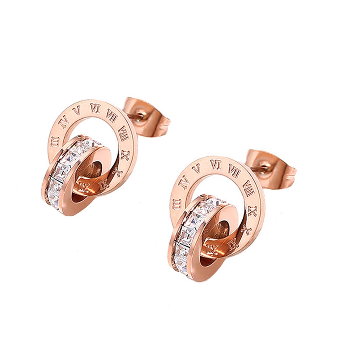 Yellow Chimes Rose Gold Plated Stainless Steel Crystal Drop Earrings for Women and Girls.