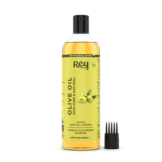 Rey Naturals Cold Pressed Extra Virgin Olive Oil, 200ml: Nourishes, moisturizes, repairs, strengthens, and adds shine to all hair types.