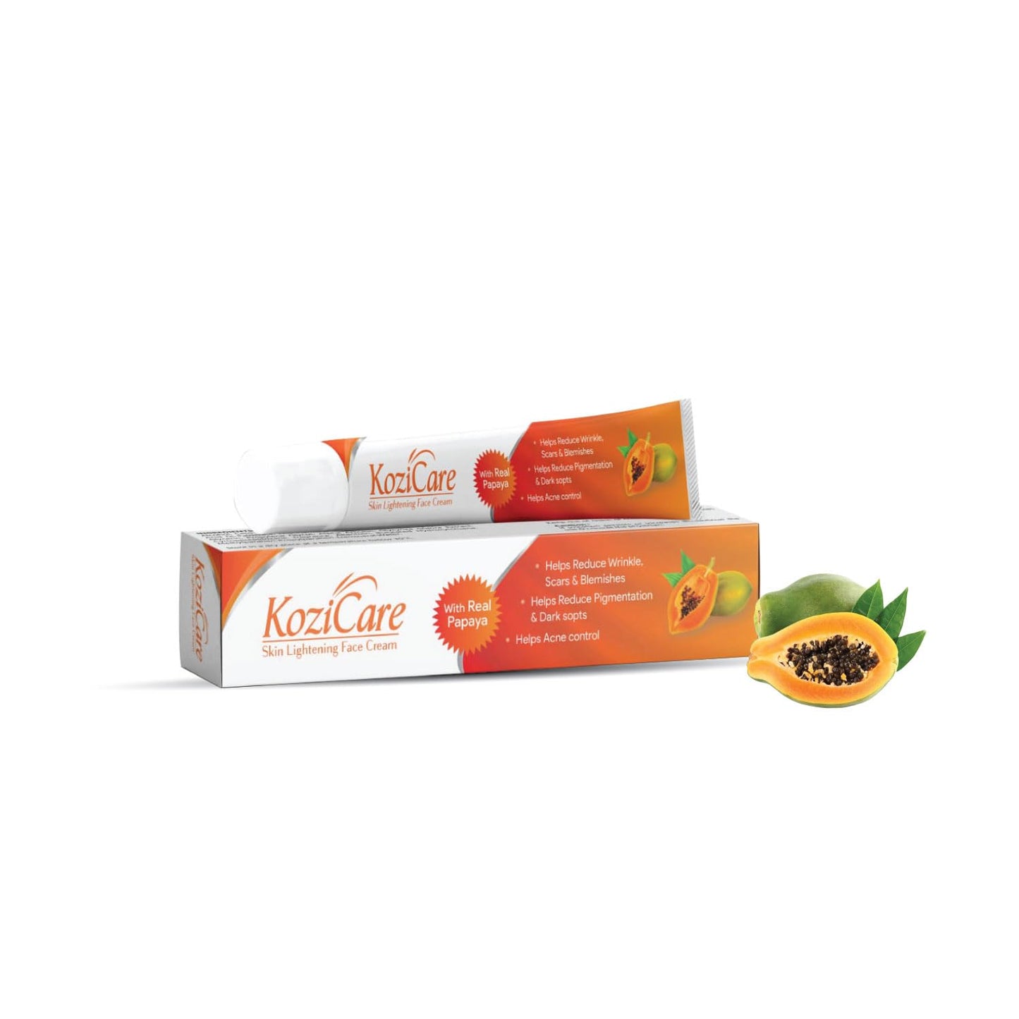 Kozicare Papaya Face Cream with Kojic Acid, Niacinamide, Alpha Arbutin for Pigmentation, Melasma, Dark Spots, Glow - 15g