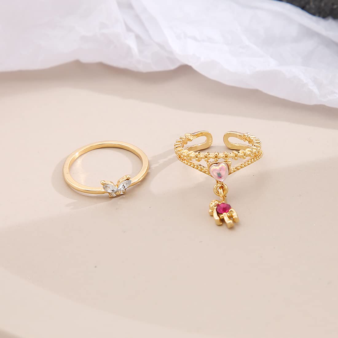 Yellow Chimes Ring For Women Stunning Gold Plated Multilayered Charm Attached Eye-CatchingRings For Women and Girls