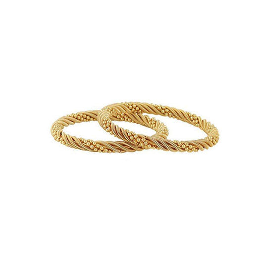 Yellow Chimes 2 PCS Exclusive Delicate Plain Antique Gold Plated Traditional Bangles For Women And Girls 2.6