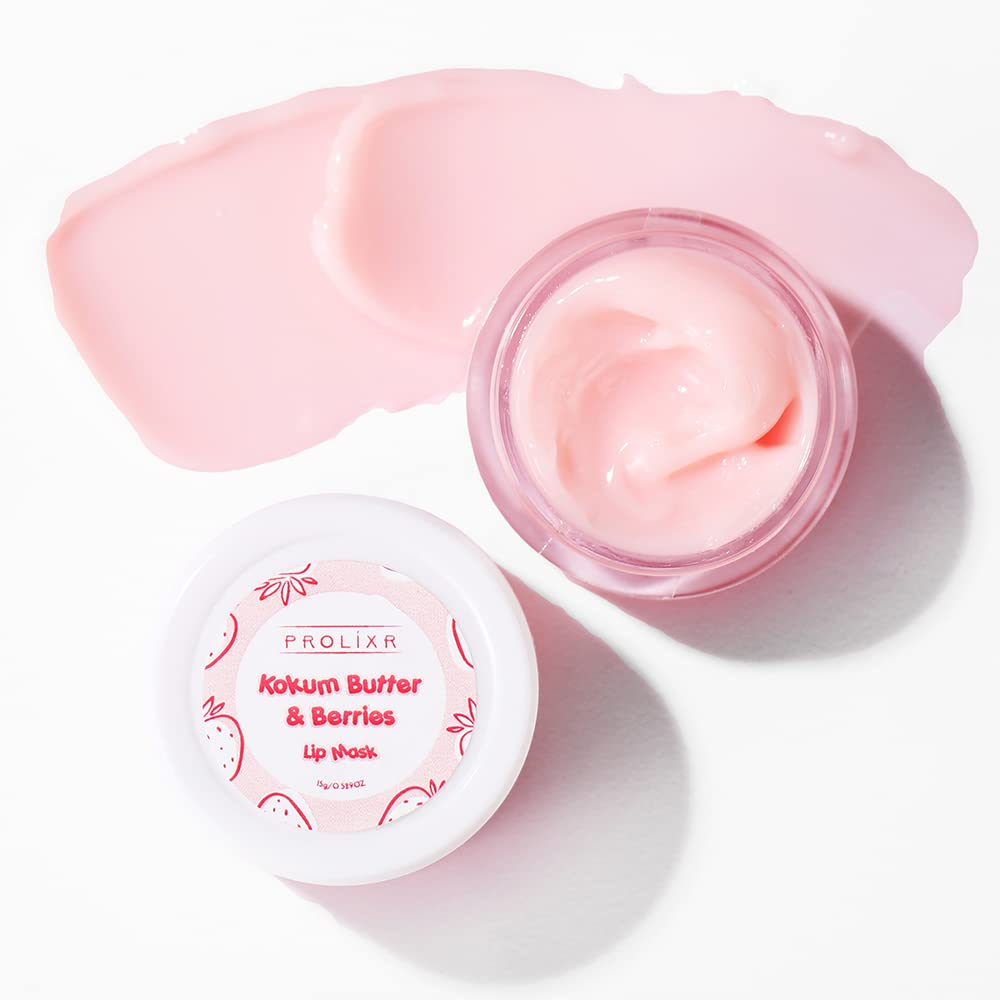 Prolixr Kokum Butter  Berry Lip Mask - Overnight Hydration - Repairs Chapped Lips - For Dark  Dry Lips - All Skin Types - Cruelty Free - 15 Gm