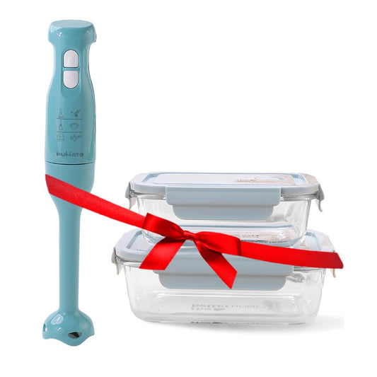 The Better Home Fumatos Kitchen Combo: Hand Blender & Air Tight Container Set, Food Grade Material, Light Blue.