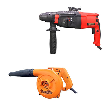 CHESTON 26 mm 850W 900RPM 3 Modes Rotary Hammer Drill Machine with 3-Piece Drill Bit and 2 Chisel  3.0mmin 600W Pc CleanerElectric Air Blower