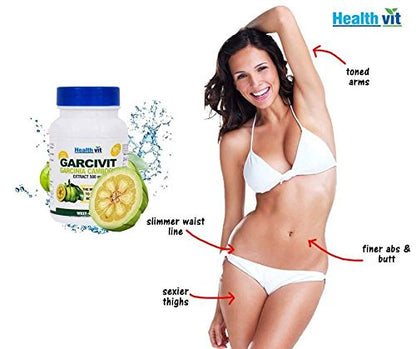 Healthvit Garcinia Cambogia Capsules  Natural Weight Loss Supplement  500 mg Extract  Supports Metabolism  Energy  Supports Appetite Control  Reduce Fat Storage - 60 Capsules