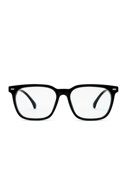 Intellilens Blue Cut Computer Glasses, Anti Glare, UV Protection, Lightweight, Black Wayfarer, Medium, for Men & Women.