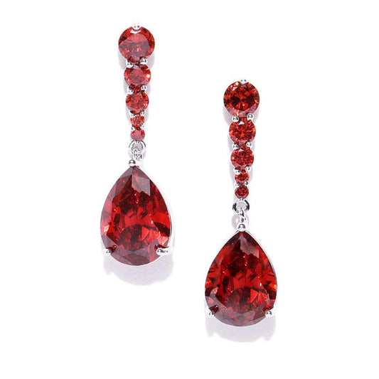 Yellow Chimes Drop Earrings for Women Red Crystal Earrings Elegant Silver Plated Crystal Drop Earrings for Women and Girls.