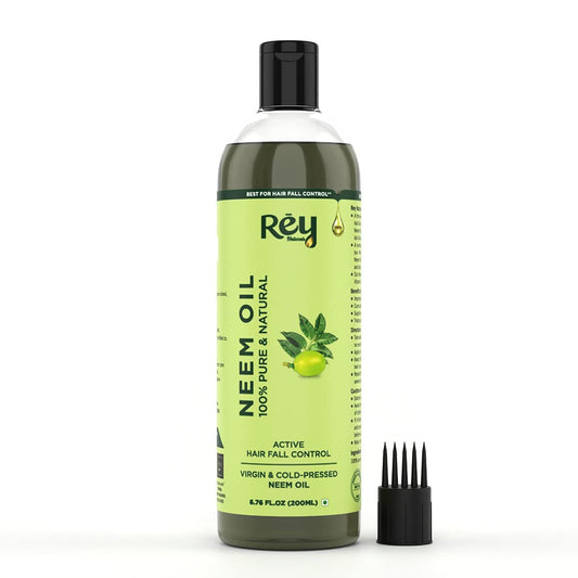 Rey Naturals Neem Oil - 100 Pure Natural  Cold Pressed for Dandruff Relief Scalp Infection  Healthy Hair Growth - 200 Ml