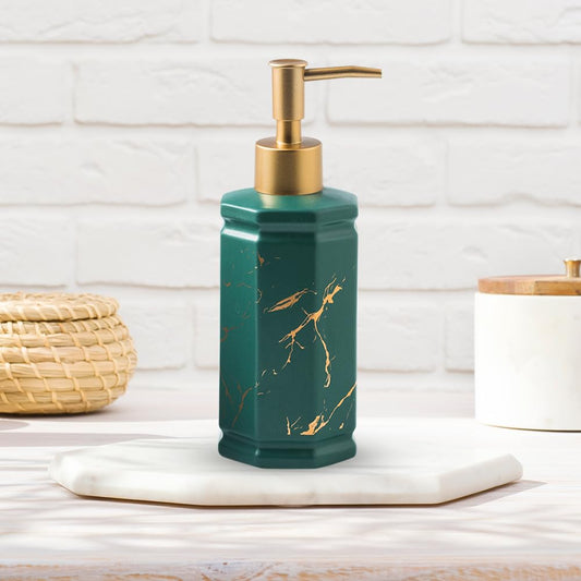 The Better Home 350ml Green Ceramic Dispenser for Kitchen, Wash-Basin, Bathroom - Ideal for Shampoo, Hand Wash, Sanitizer, Lotion.