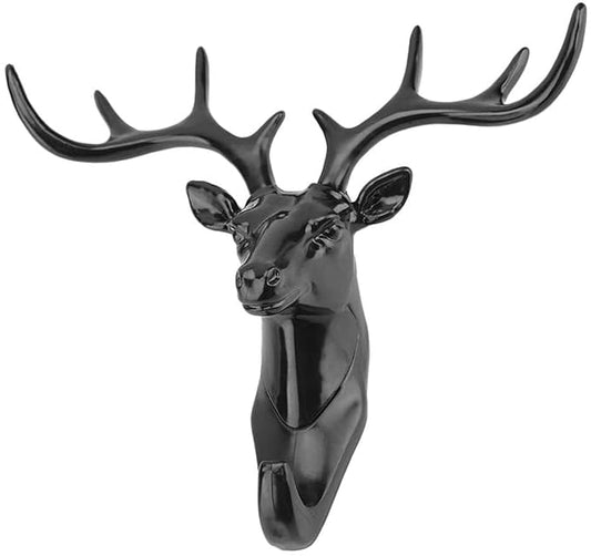 HEXONIQ Antler Coat Hook Deer Stag Head Wall Sculpture Hanging Strong Self Adhesive Resin Crafts