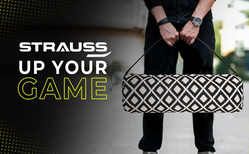 Strauss Jacquard Gym Bag  for Both Men and Women  Suitable for Travel and Gym  Eco- Friendly and Washable  56 X 25 Cm - Black and Cream