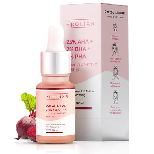 Prolixr 25 AHA  2 BHA  2 PHA Pore Clarifying Face Serum  Multi-Level Exfoliation  For Smooth  Clear Skin  All Skin Types 10 ml