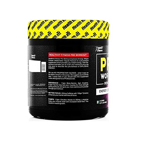 Healthvit Fitness Pre-Workout Explosive Energy 300gm Powder Watermelon Tequila Flavour