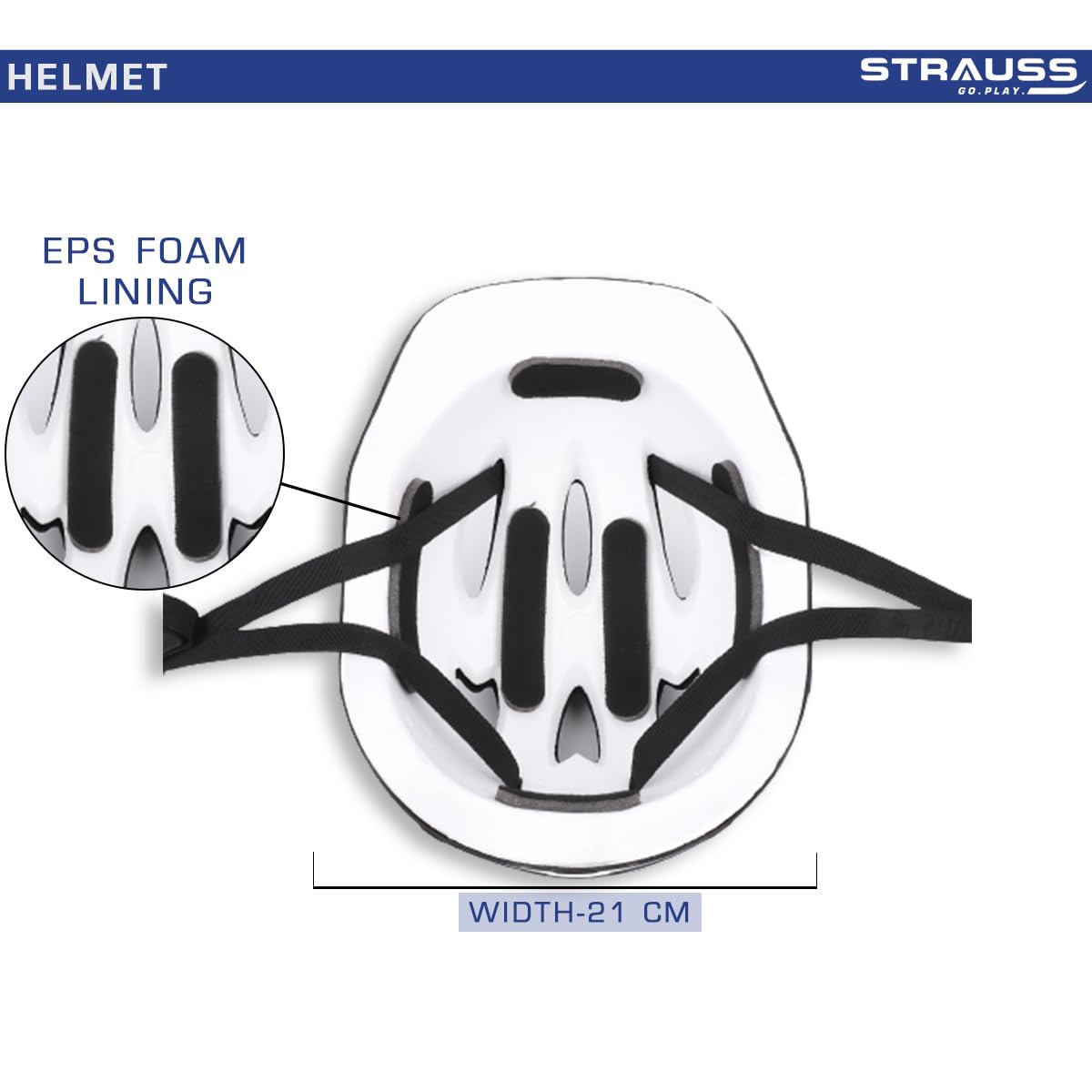 Strauss GlideX Cycling Helmet, Lightweight, Superior Ventilation, EPS Foam Lining, for Adults & Kids, Black.