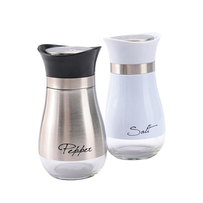 The Better Home Glass Salt and Pepper Shaker Set  Set of 2  White and Silver  Glass  Salt and Pepper Dispenser Sprinkler Bottle Pack of 6