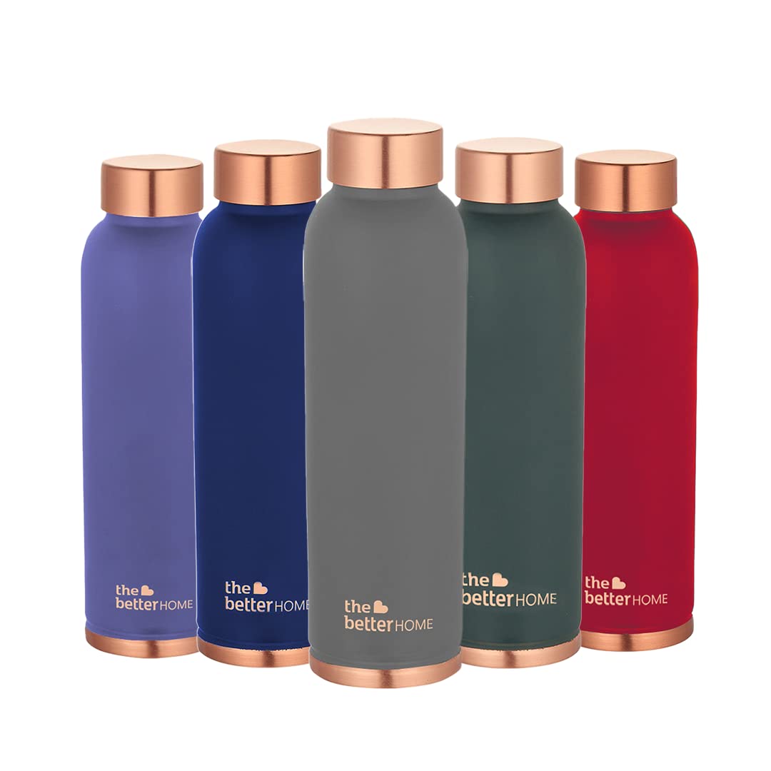 The Better Home 1000 Copper Water Bottle 900ml  100 Pure Copper Bottle  BPA Free  Non Toxic Water Bottle with Anti Oxidant Properties of Copper  Grey Pack of 10