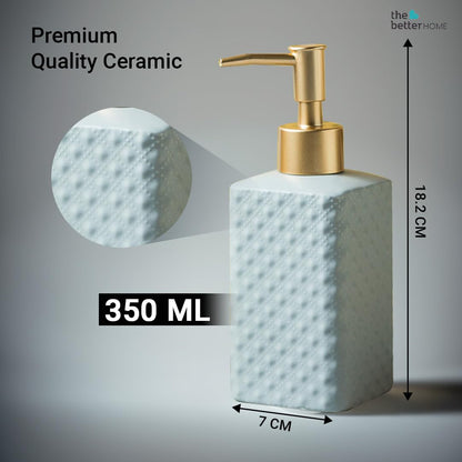 The Better Home Ceramic Soap Dispenser Set 350ML, 3Pcs for Bathroom, Kitchen, Hand Soap, Wash Basin.