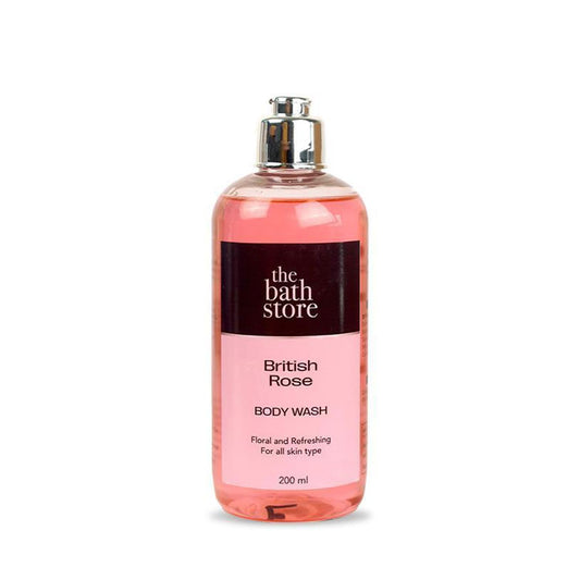 The Bath Store British Rose Body Wash - Deep Cleansing  Exfoliating  Nourishing Liquid Soap  Men and Women - 200ml