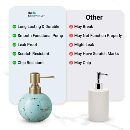 The Better Home 300ml Blue Ceramic Dispenser Set of 3 for Kitchen, Wash-Basin, Bathroom - Ideal for Shampoo, Hand Wash, Sanitizer, Lotion.