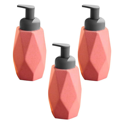 The Better Home 400ml Pink Ceramic Dispenser Set of 3 for Kitchen, Wash-Basin, Bathroom - Ideal for Shampoo, Hand Wash, Sanitizer, Lotion.