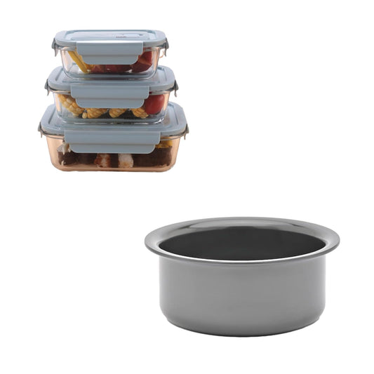 The Better Home Food Containers Pack of 3 Blue, 1.0L, SAVYA HOME 3mm HA Tope 16cm, Pack and Store Combo.