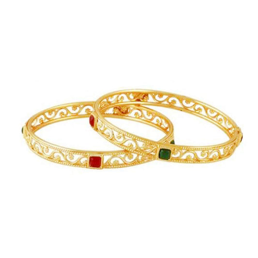Yellow Chimes Classic Look 2 Pcs Bangle Set Gold Plated Traditional Ethnic Bangles For Women And Girls 2.6