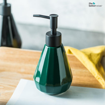 The Better Home 250ml Green Ceramic Dispenser Set of 3 for Kitchen, Wash-Basin, Bathroom. Ideal for Shampoo, Hand Wash, Sanitizer, Lotion.