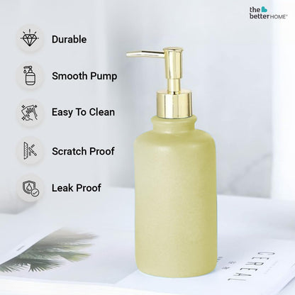 The Better Home 400ml Soap Dispenser Bottle - Green Ceramic Liquid Pump Dispenser for Kitchen Wash-Basin and Bathroom