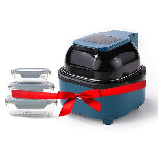 Better Home Fumatos Kitchen Combo: Easy Peek Air Fryer, Air Tight Food Container, 1040680410ml, Food Grade Material, Blue.