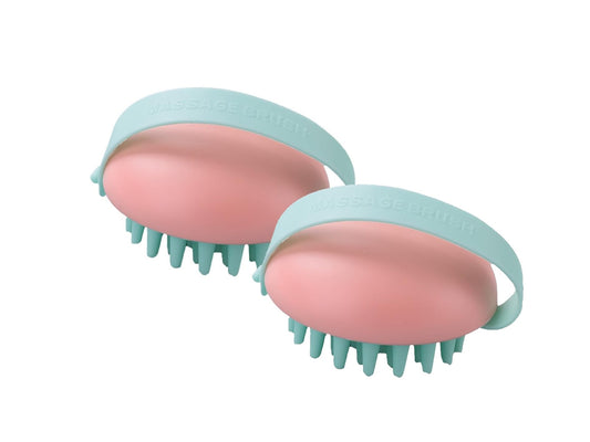 Rey Naturals Hair Scalp Massager Shampoo Brush - Gentle Exfoliation  Anti-Slip Design  Hair Growth  Pack of 2  Pink Colour