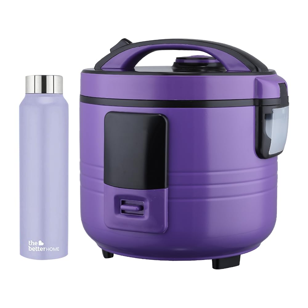 The Better Home FUMATO Cookeasy Automatic 500W Electric Rice Cooker 1.5L  Stainless Steel Water Bottle 1 Litre Purple