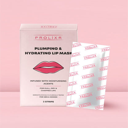 Prolixr Plumping  Hydrating Lip Mask - For Pink Lips Witch Hazel Aloe Vera Acai Berry  Mulberry Dark Dull Dry  Chapped Lips  Women  Men  3 Strips