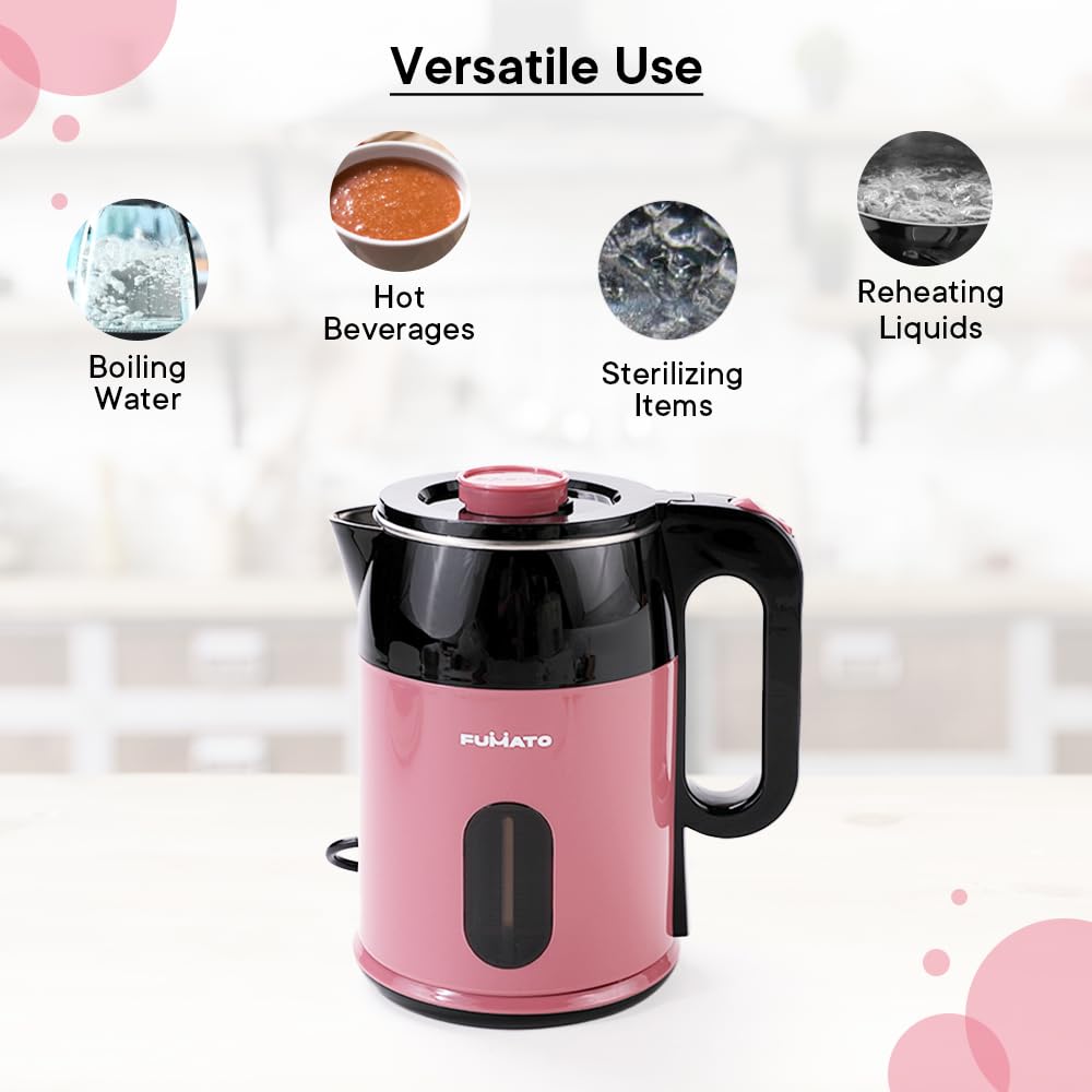 The Better Home FUMATO 1.8L Electric Kettle, 3-in-1 Cooker, Steamer. Wedding/Housewarming Gift, 1 Year Warranty, Cherry Pink.