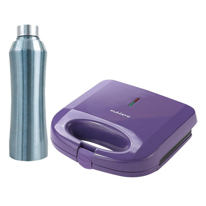 The Better Home FUMATO Presswich 750W Sandwich Maker 2 Slice Grill Purple  Stainless Steel Water Bottle 1 Litre Blue