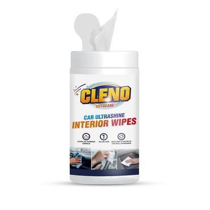 Cleno Car Ultrashine Interior Wipes - 50 Wipes Ready-to-Use Cleaning Essentials  Restore  Protect Your Cars Original Appearance  Ultimate Car Cleaning Kit