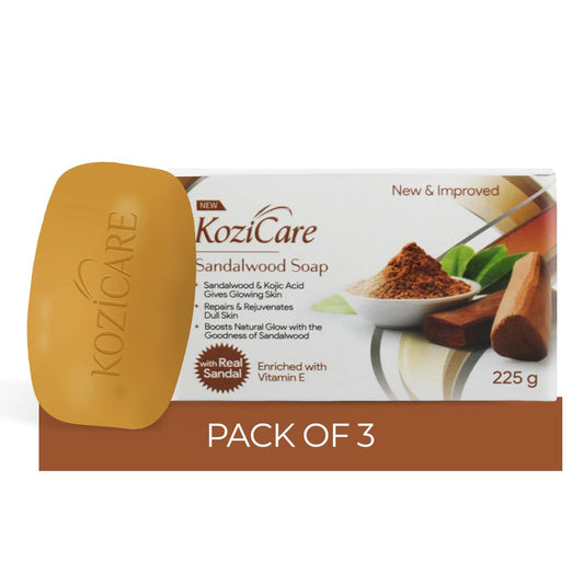 Kozicare Sandalwood Bath Soap for Glowing Skin, Youthful Radiance, All Skin Types, 75gm, Pack of 3