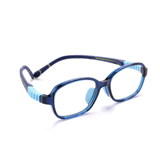 Intellilens Zero Power Blue Cut Computer Glasses, Anti Glare, UV Protection, Lightweight, Blue Oval, Small, for Boys & Girls