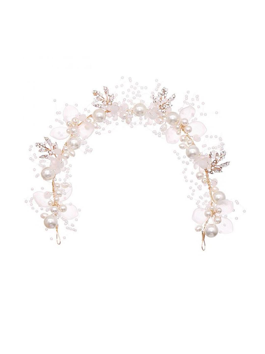 Yellow Chimes Bridal Hair Vine for Women and Girls, Floral Pearl Wedding Headband Hair Accessories